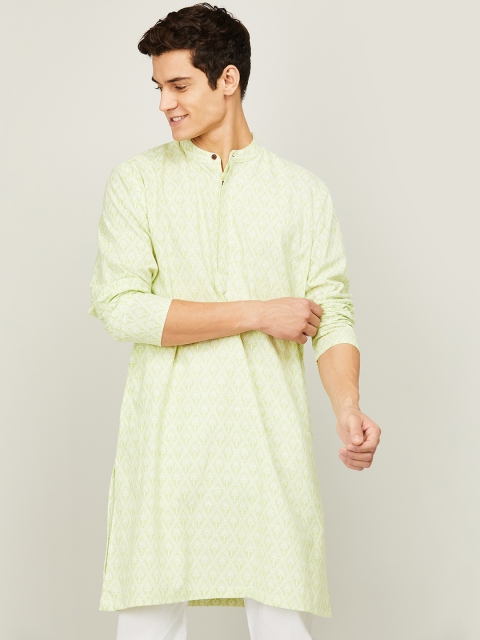 

Melange by Lifestyle Men Green Geometric Thread Work Kurta