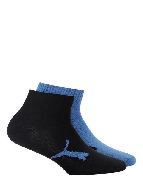 

Puma Pack of 2 Black & Blue Ankle-Length Socks