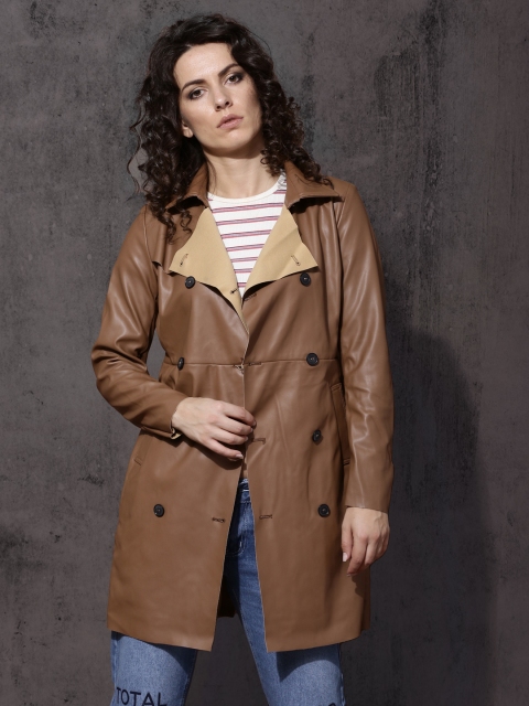 

Roadster Women Brown Solid Longline Tailored Jacket