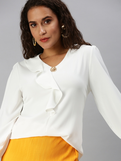 

SHOWOFF White Ruffles Top