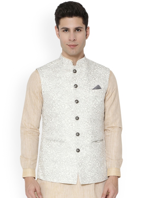 

Greenfibre Grey Floral Print Nehru Jacket