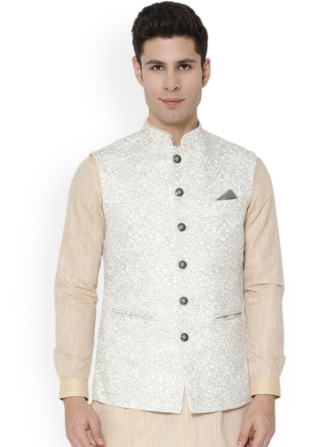 

Greenfibre Grey Floral Printed Nehru jacket