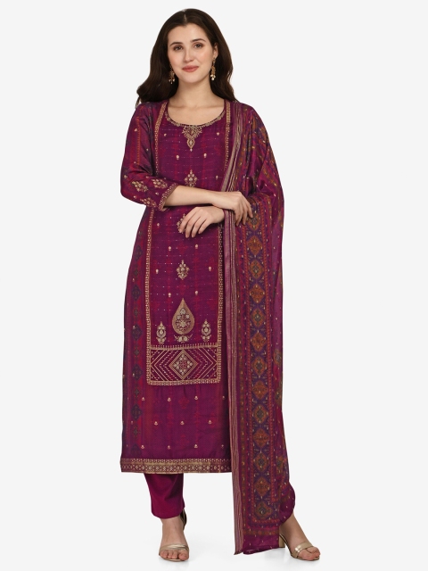 

Jansi Purple Printed Unstitched Dress Material