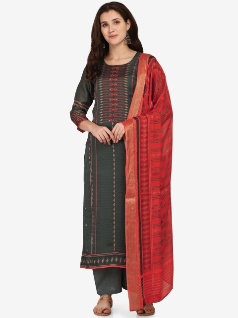 

Jansi Grey & Red Printed Unstitched Dress Material