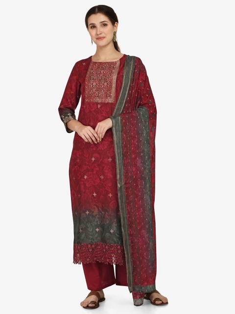 

Jansi Red & Grey Printed Unstitched Dress Material