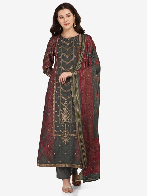 

Jansi Grey Printed Unstitched Dress Material