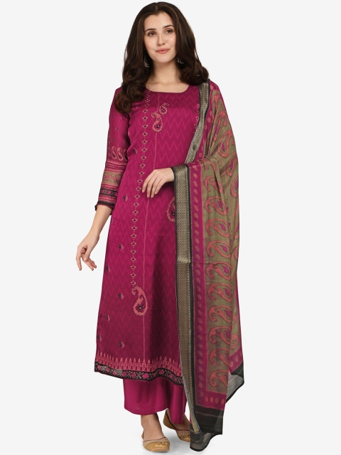 

Jansi Pink & Black Printed Unstitched Dress Material