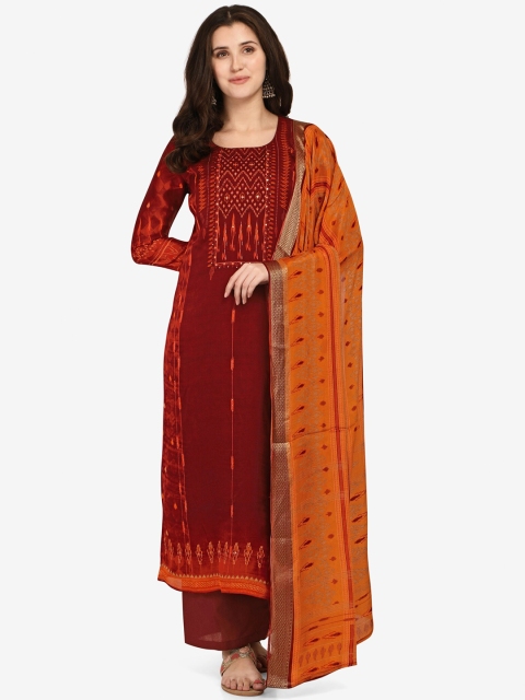 

Jansi Red & Orange Printed Unstitched Dress Material