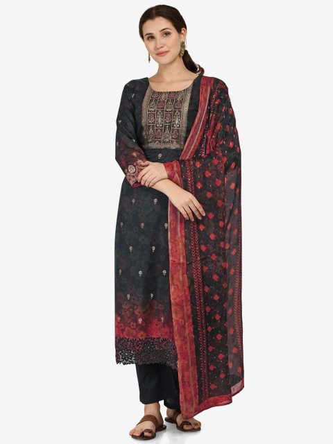 

Jansi Black & Red Printed Unstitched Dress Material
