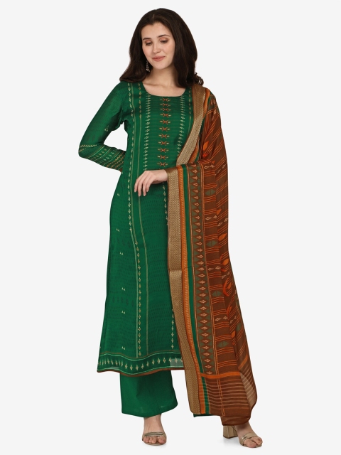 

Jansi Green & Orange Printed Unstitched Dress Material