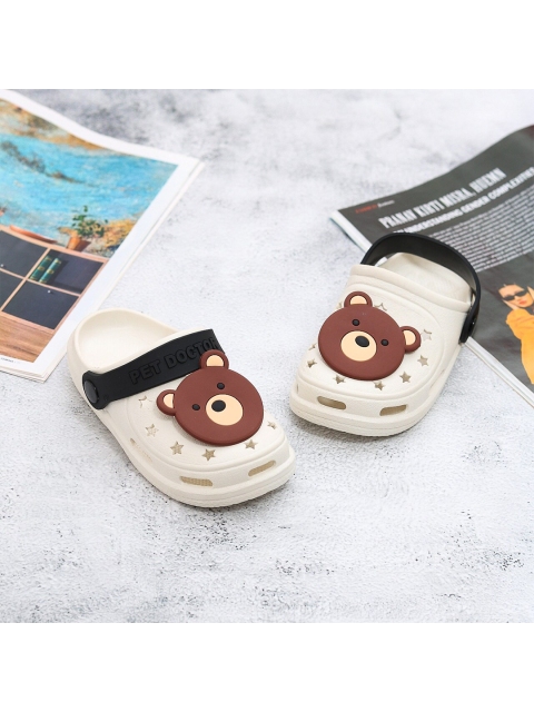 

Yellow Bee Boys Beige & Brown Jibbitz Rubber Clogs