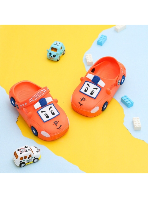 

Yellow Bee Kids Orange & White Printed Rubber Clogs