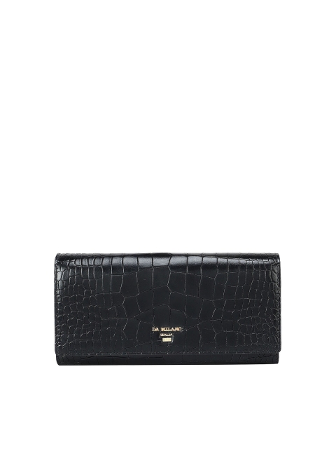 

Da Milano Women Black Textured Leather Two Fold Wallet