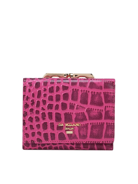 

Da Milano Women Pink Textured Leather Three Fold Wallet