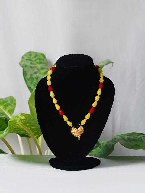

Unnati Silks Gold Plated Yellow Beaded Necklace Jewellery Set, Multi