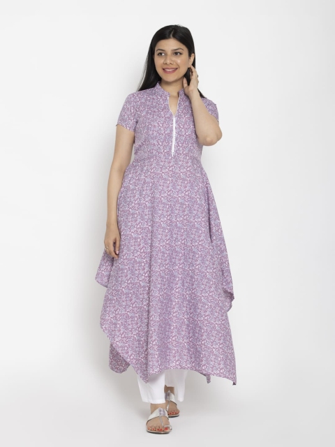 

EZIS FASHION Purple Floral Crepe Maxi Dress
