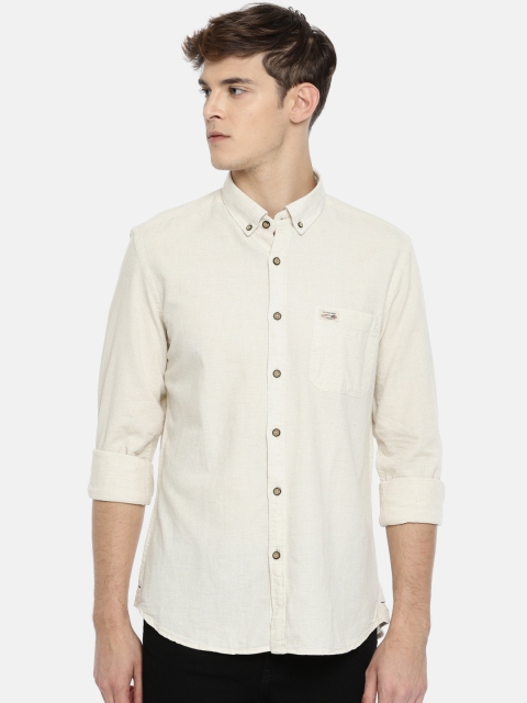 

U.S. Polo Assn. Denim Co. Men Beige Regular Fit Solid Casual Shirt
