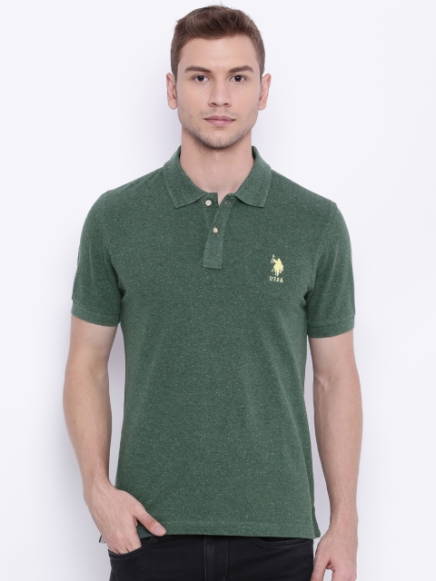 

U.S. Polo Assn. Men Green Solid T-shirt