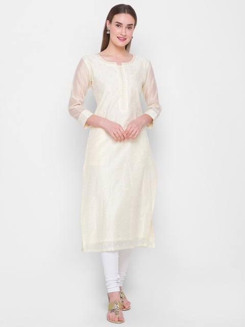 

ZOLA Women Yellow Floral Embroidered Chikankari Kurta