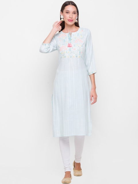 

ZOLA Women Blue Embroidered Thread Work Kurta