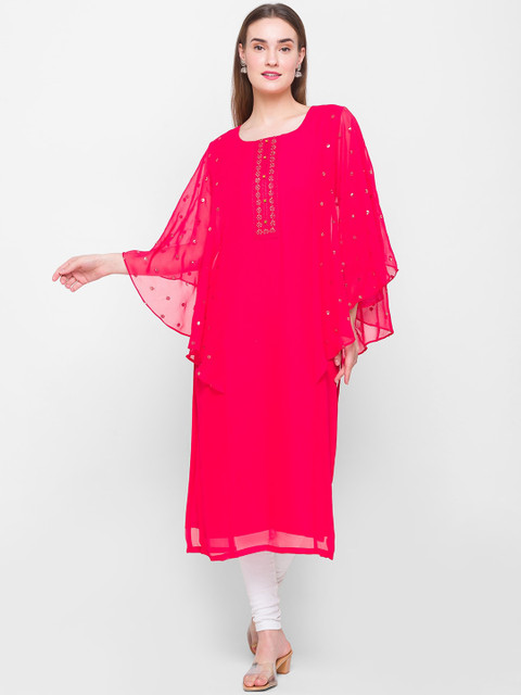

ZOLA Women Magenta Embroidered Georgette Kurta