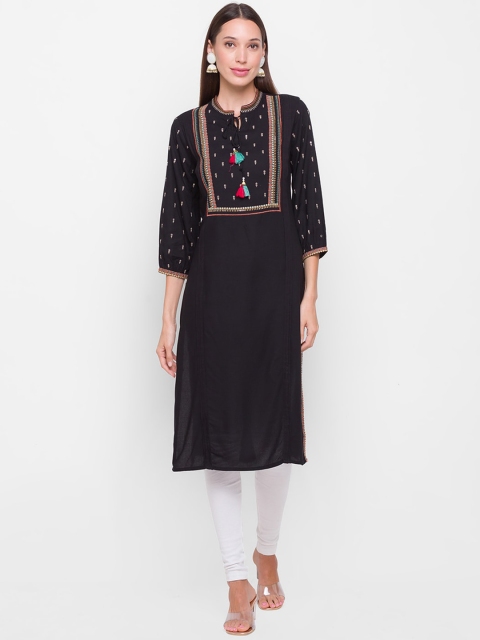 

ZOLA Women Black Ethnic Motifs Embroidered Kurta