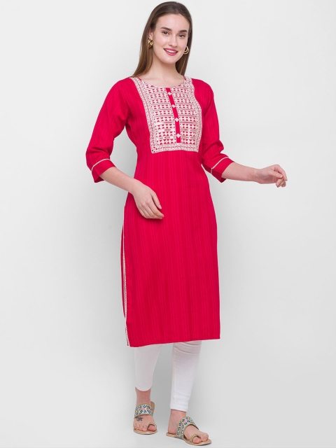 

ZOLA Women Maroon Yoke Design Mirror Work Kurta