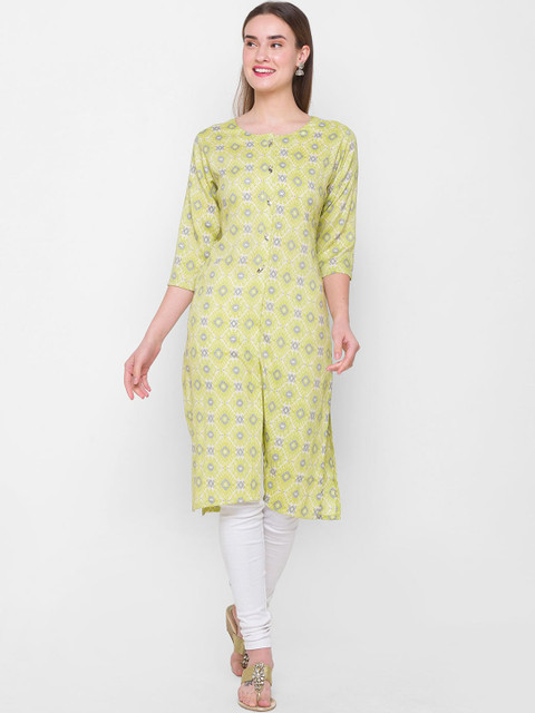 

ZOLA Women Green Ethnic Motifs Printed Straight Kurta