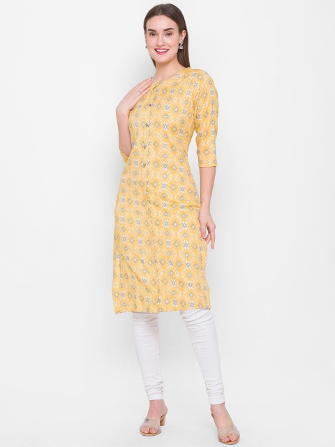 

ZOLA Women Yellow Ethnic Motifs Printed Kurta