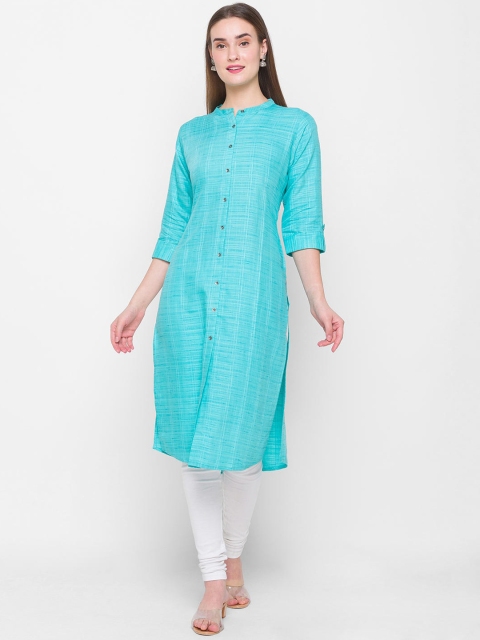 

ZOLA Women Blue Checked Thread Work Kurta