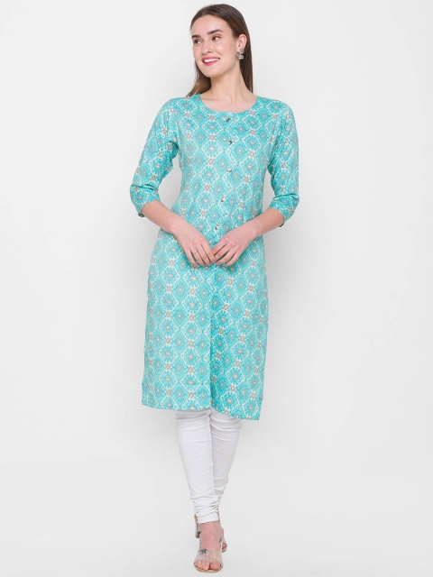 

ZOLA Women Blue Embroidered Kurta