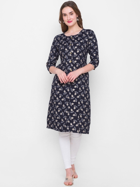 

ZOLA Women Navy Blue & Beige Ethnic Motifs Kurta