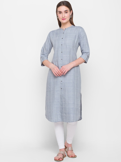 

ZOLA Women Grey Checked Kurta