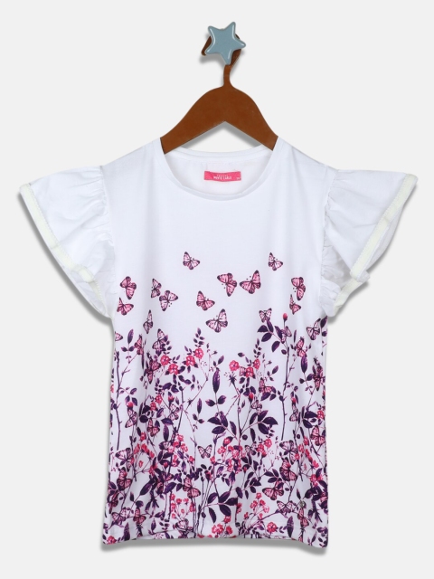 

Monte Carlo Girls White & Purple Floral Print Top