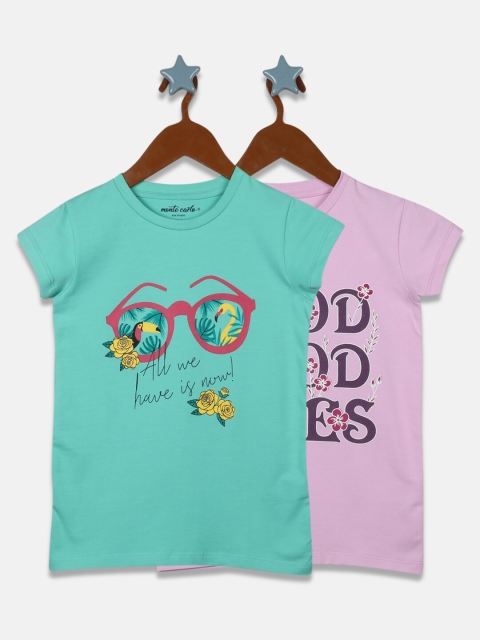

Monte Carlo Girls Pack of 2 Green & Lavender Printed Regular T-shirt