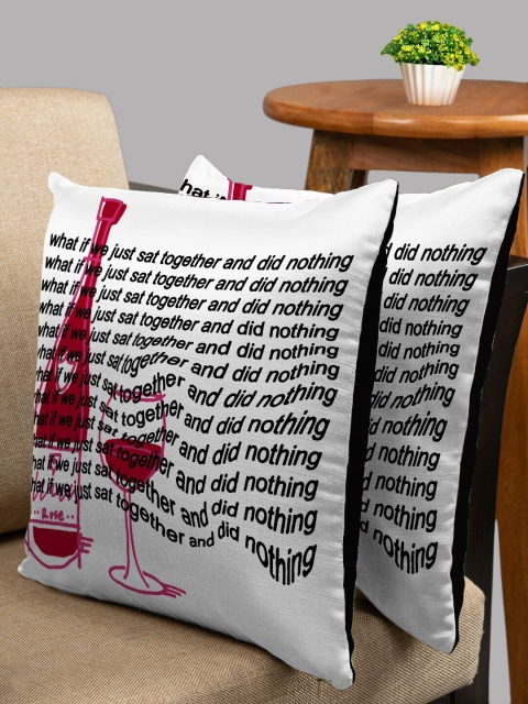 

HOUZZCODE Red & Black Set of 2 Abstract Square Cushion Covers