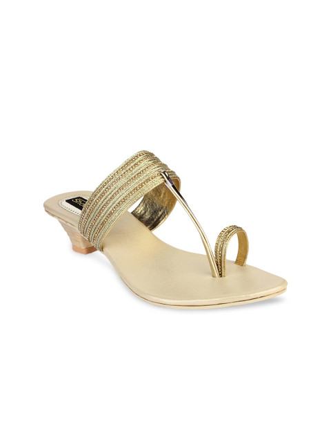 

Shoetopia Women Gold-Toned Embellished Heels