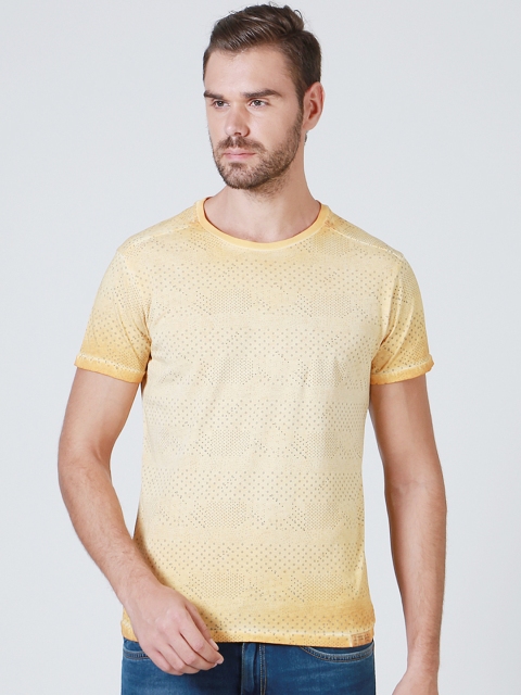 

Solly Jeans Co. by Allen Solly Men Yellow Printed Round Neck T-shirt