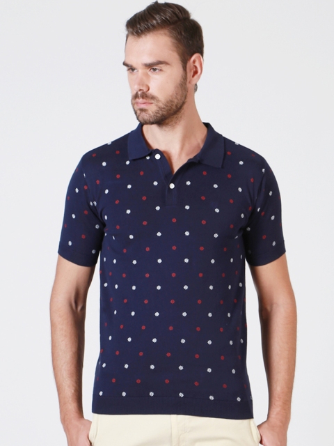 

Allen Solly Men Navy Blue Printed Polo Collar T-Shirt