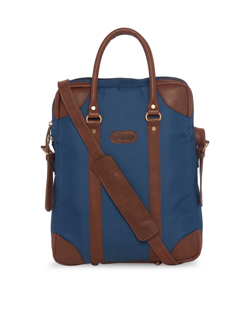 

Bags.R.us Unisex Navy Blue & Brown Faux Leather Laptop Bag