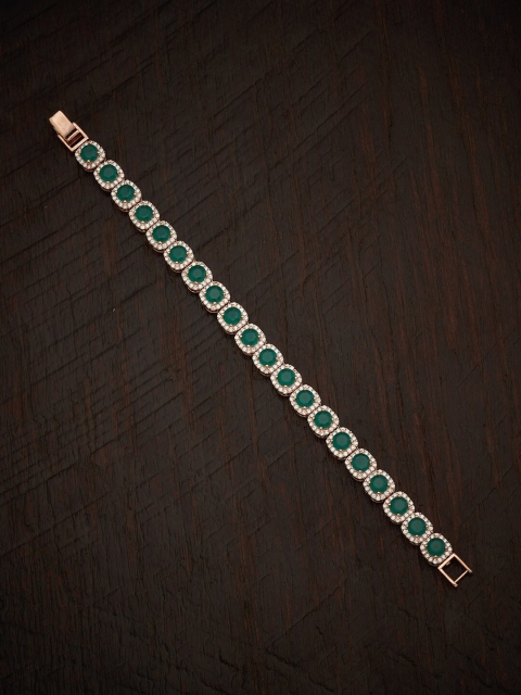 

Kushal's Fashion Jewellery Women Rose Gold & Green Rose Gold-Plated Wraparound Bracelet