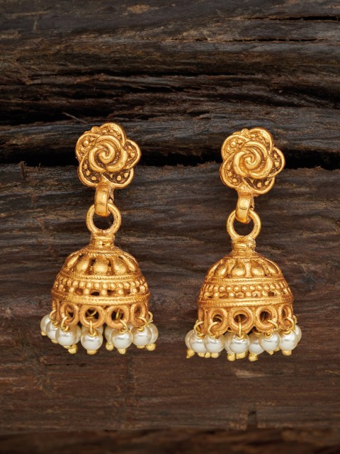 

Kushal's Fashion Jewellery White Dome Shaped Jhumkas Earrings