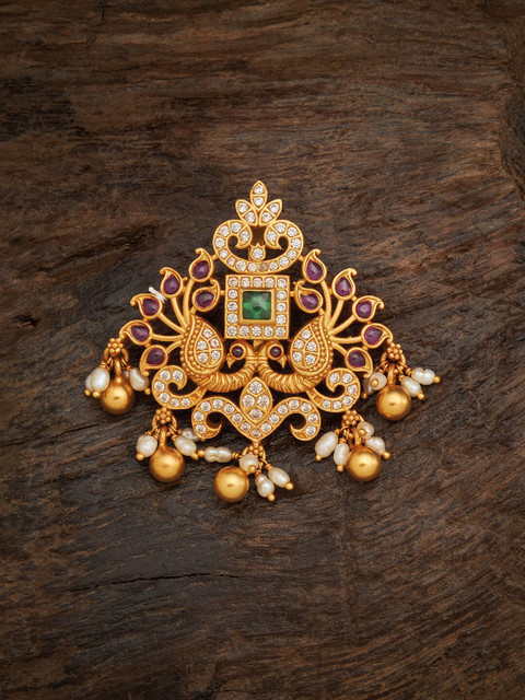 

Kushal's Fashion Jewellery Gold-Plated 92.5 Pure Silver Peacock Shaped Pendent