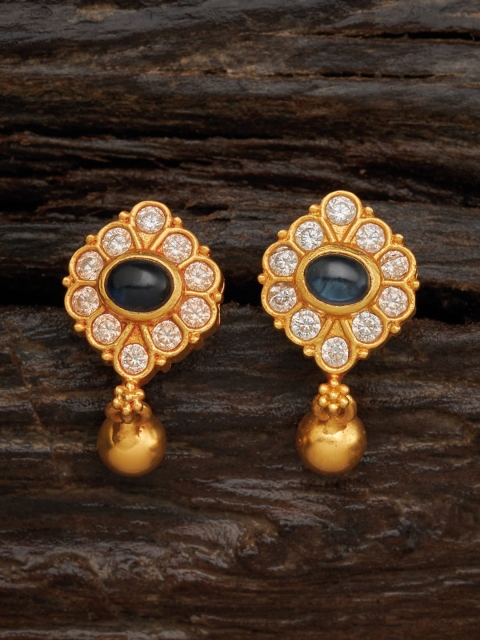 

Kushal's Fashion Jewellery Blue 92.5 Pure Silver Gold-Plated Drop Earrings