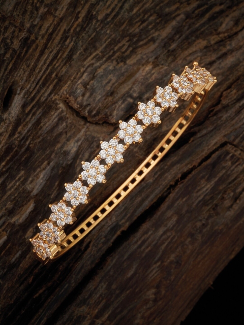 

Kushal's Fashion Jewellery Women White Cubic Zirconia Gold-Plated Kada Bracelet