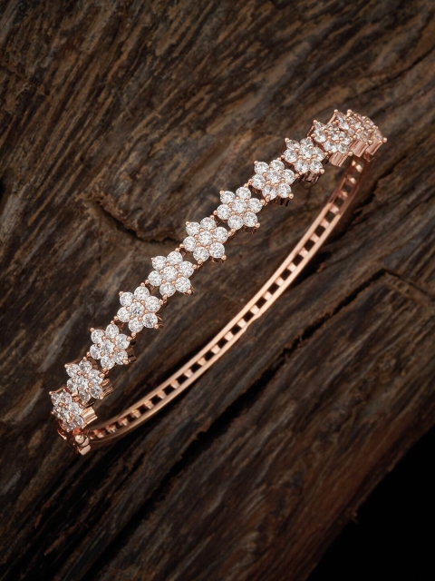 

Kushal's Fashion Jewellery Women White Cubic Zirconia Rose Gold-Plated Kada Bracelet