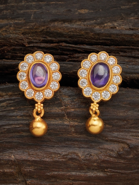 

Kushal's Fashion Jewellery Purple Floral Drop Earrings