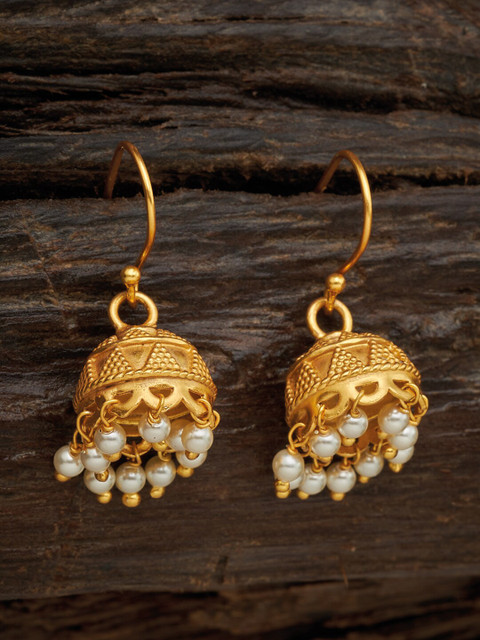 

Kushal's Fashion Jewellery White Gold-Plated Silver Dome Shaped Jhumkas