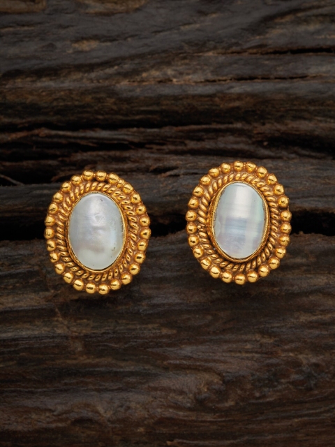 

Kushal's Fashion Jewellery White Oval Studs Earrings