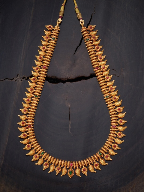 

Kushal's Fashion Jewellery Red 92.5 Sterling Silver Gold-Plated Temple Necklace